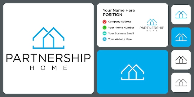 Partnership estate logo design with business card template.