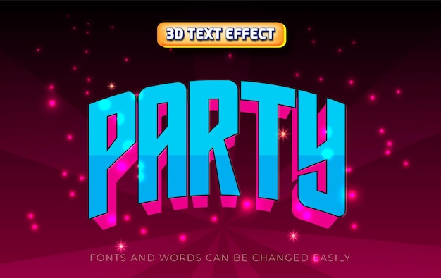 Vector party 3d editable text effect style