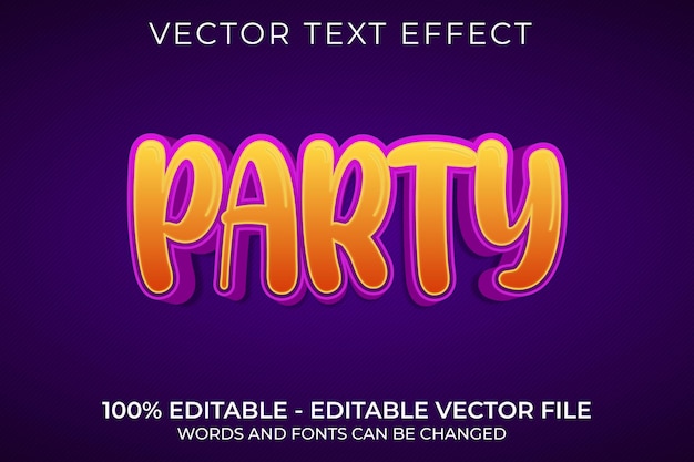 Vector party 3d editable text effect