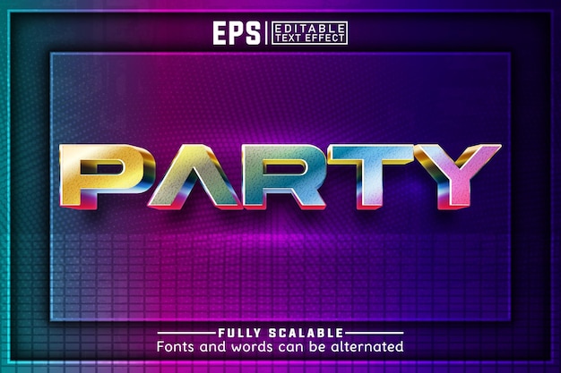 Vector party 3d editable text effect