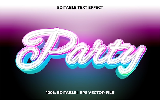 party 3d text effect and editable text, template 3d style use for business tittle