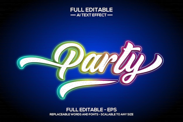 Party 3D text effect editable