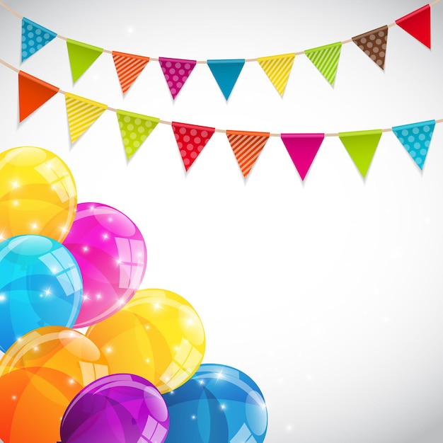 Party Background with Flags and Balloons Vector Illustration. EPS10