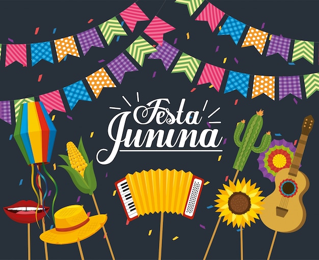 Party banner with festa junina party