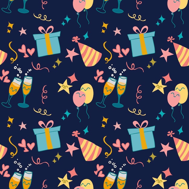 Party or celebrating holidays icon elements seamless pattern background.