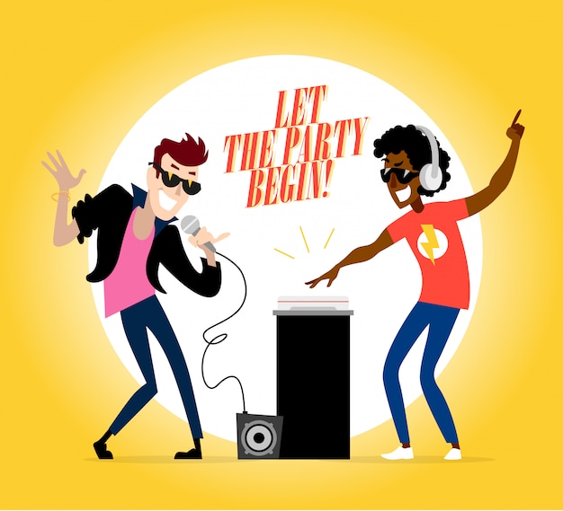 Party characters – dj and singer.    illustration.