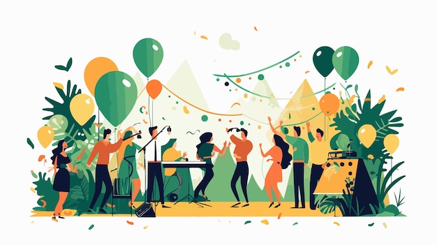 Party Concept Design Flat Vector Isolated on White Background