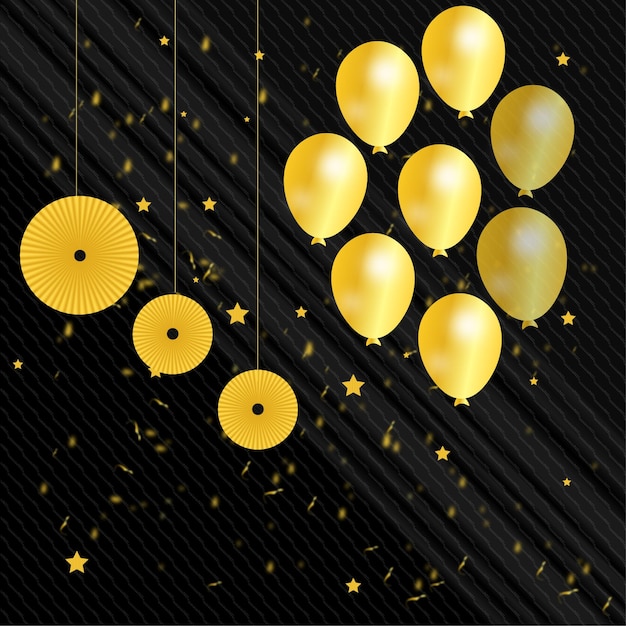 party decoration background balloons with paper style flower premium vector