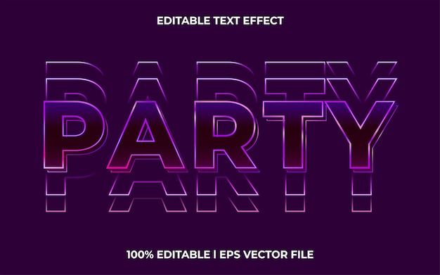 Party editable text effect, lettering typography font style, glitch 3d text for tittle