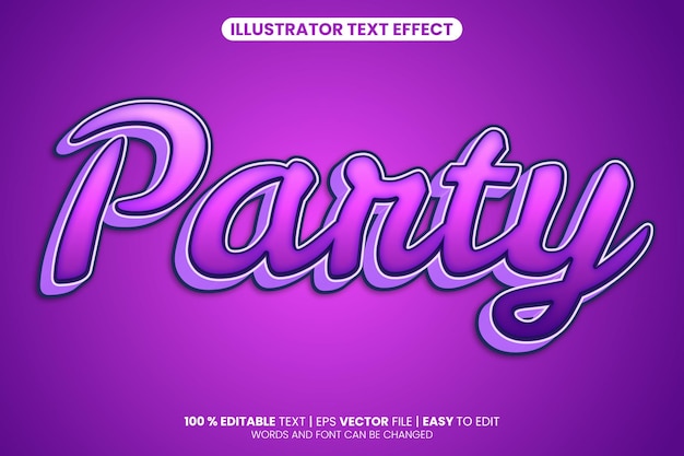 Party editable vector text effect