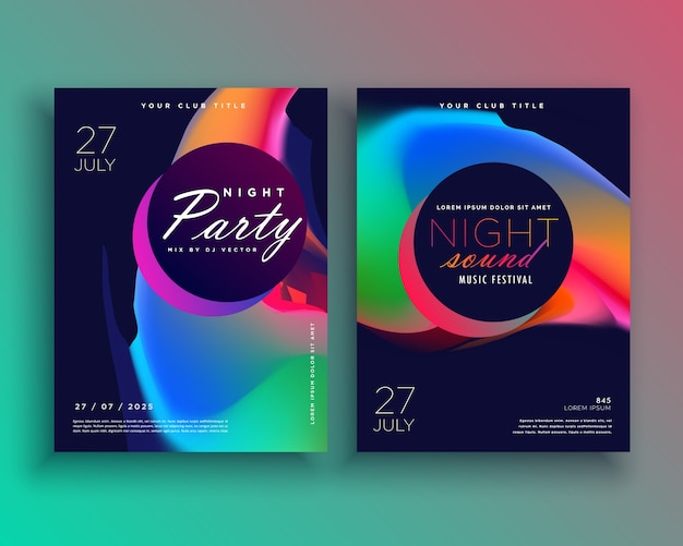 party flyer template design with vibrant color abstract shape