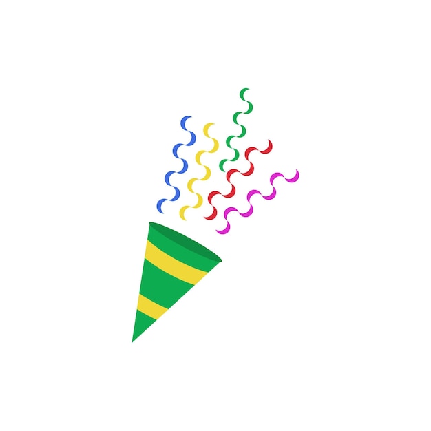 A party hat with confetti on it is on a white background.