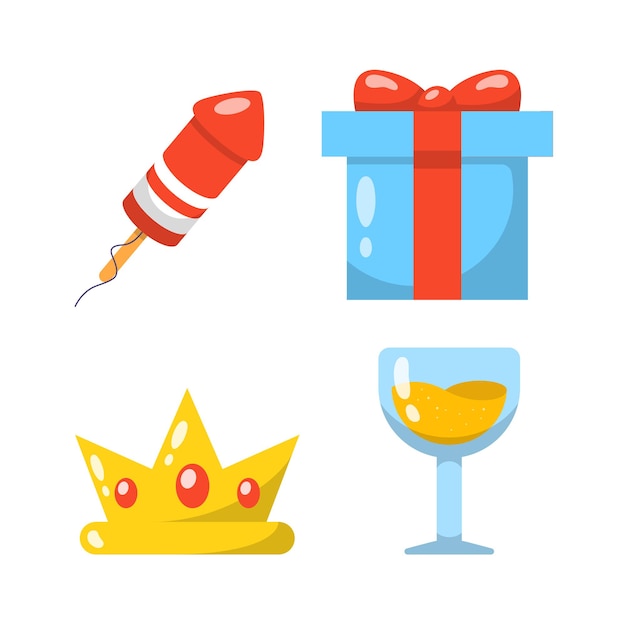 Party Icon Set Collections with Firecracker and Drinks.