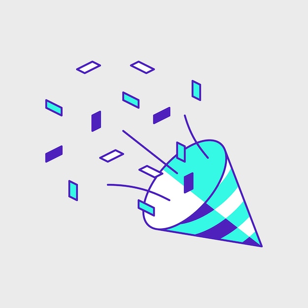 Party popper Confetti isometric vector icon illustration