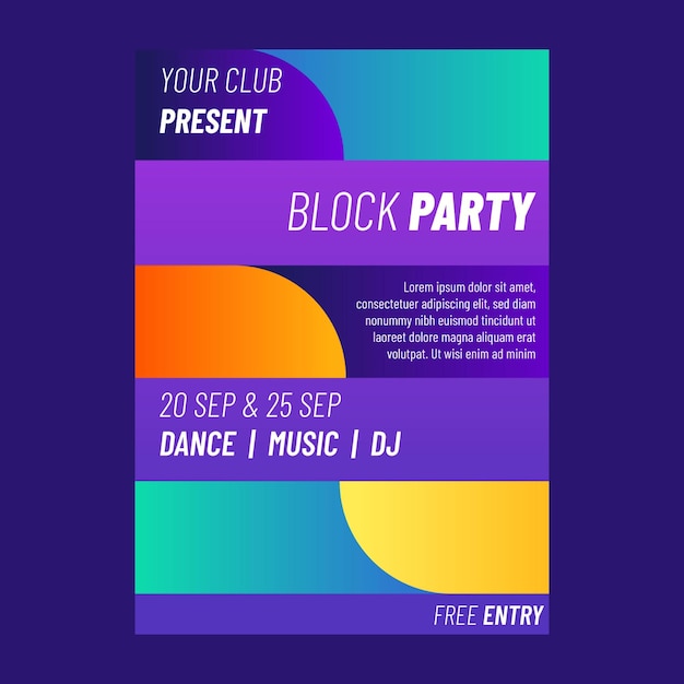 Vector party poster template with abstract shapes