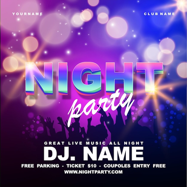 party poster vector background template with particles lines highlight and modern geometric shapes