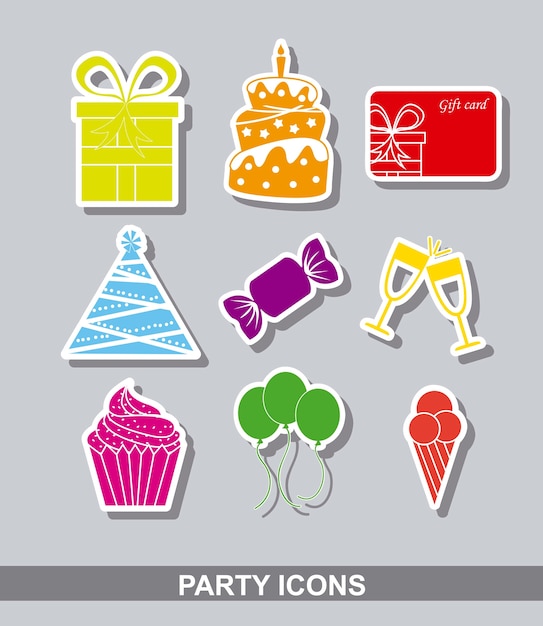 party stikers over gray background vector illustration