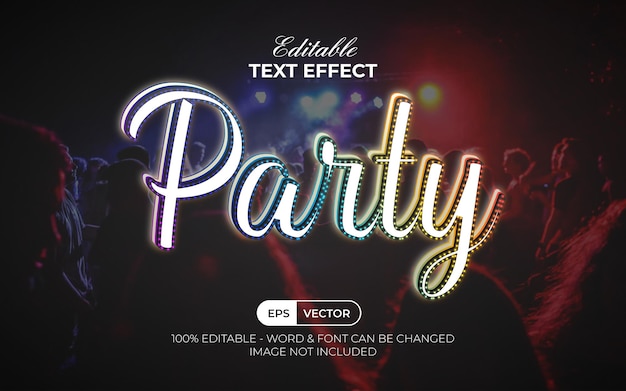 Party text effect neon style Editable text effect