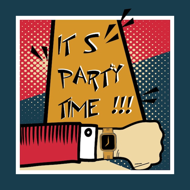 Party time retro poster illustration