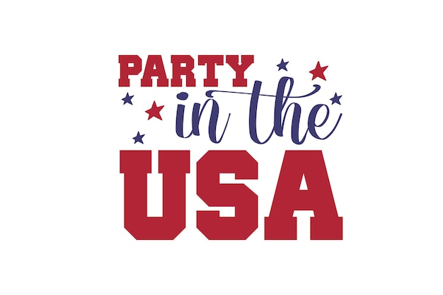 Party in the usa text on white background.