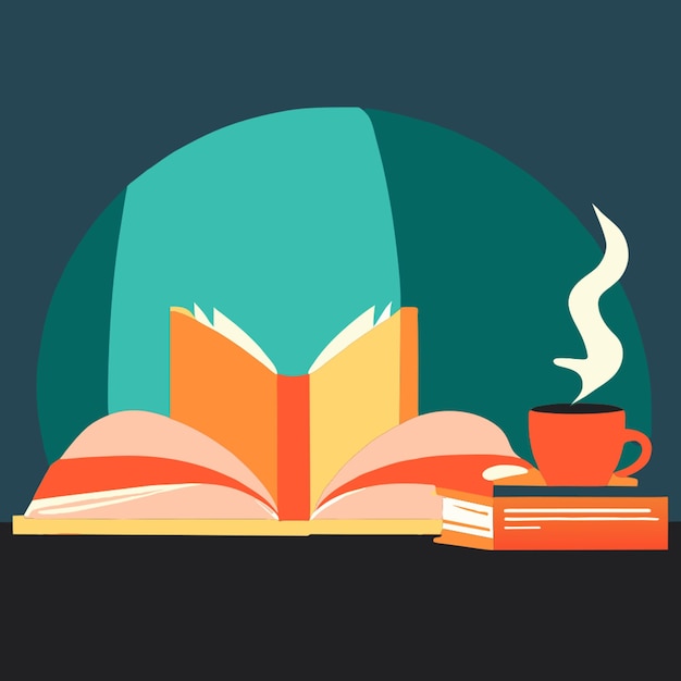 passing exam with coffee and books vector illustration flat 2