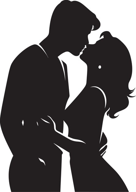 Passionate Kiss Iconic Vector Design Boundless Romance Black Silhouette