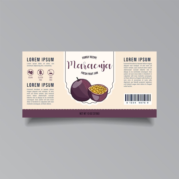 Passionfruit jam packaging label template