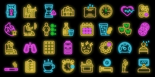 Passive lifestyle icons set vector neon