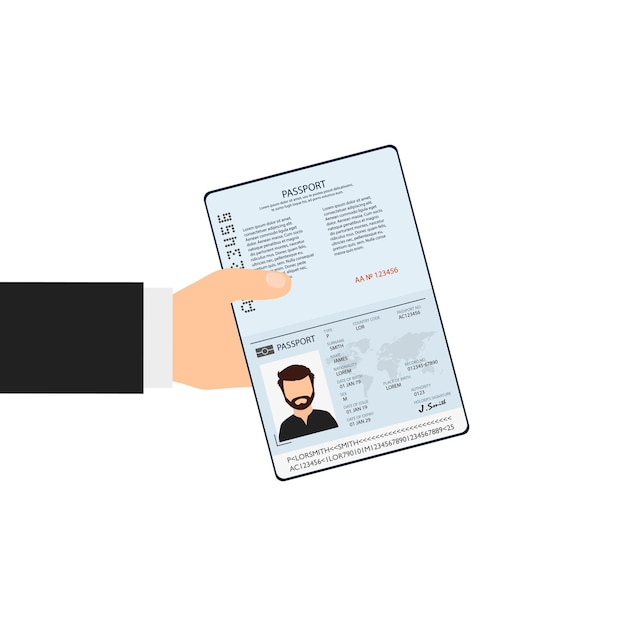 Passport in hand World travel concept Vector illustration in flat