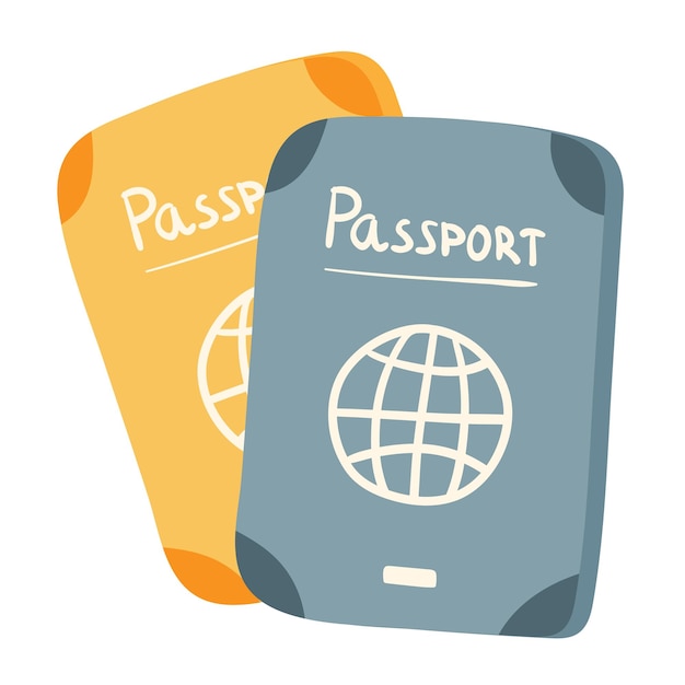 Passports template with card document with simple globe icon Tourist item traveling concept