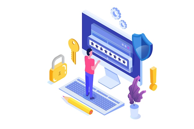 Password isometric concept.