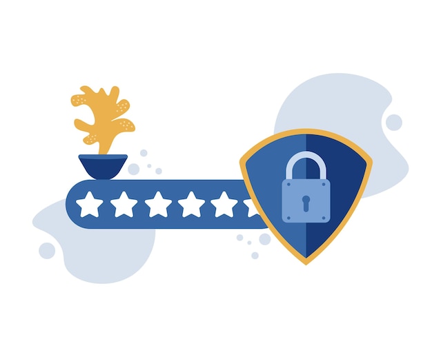 Password protected icon Secure login concept Vector illustration depicting a blue shield