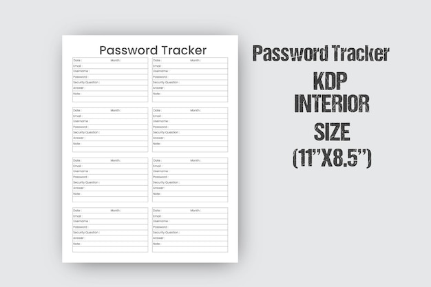 Password tracker KDP interior template