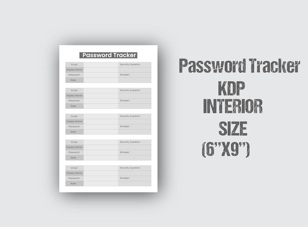 Password Tracker KDP Interior template