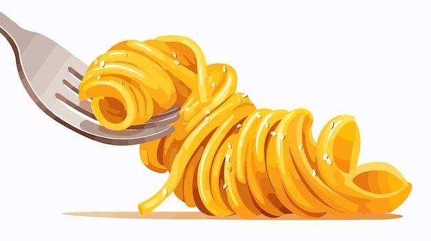 Vector pasta noodle on fork vector icon illustration