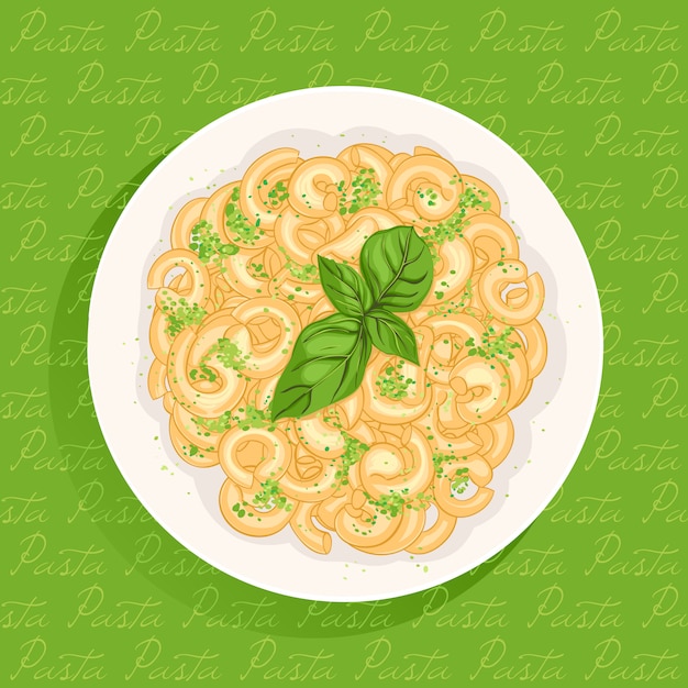 Vector pasta with basil