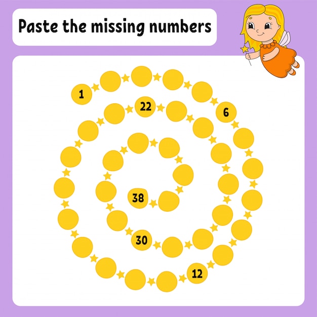 Paste the missing numbers. Handwriting practice. Learning numbers for kids.