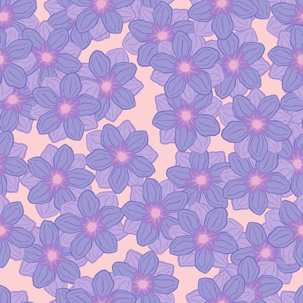 Pastel blue anemone flower shapes seamless pattern. Random floral botanic print. Pastel colors. Vector illustration for seasonal textile prints, fabric, banners, backdrops and wallpapers.