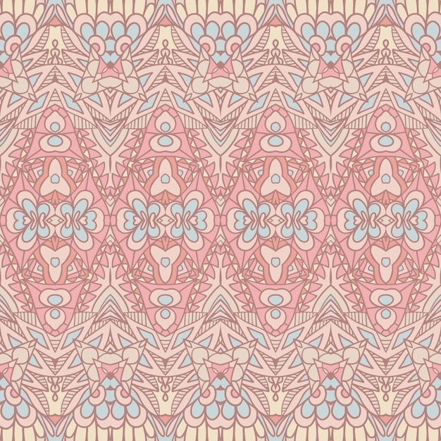 Pastel bohemian ethnic seamless pattern ornamental. Hand drawn graphic print