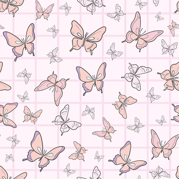 Pastel butterfly seamless repeat pattern design