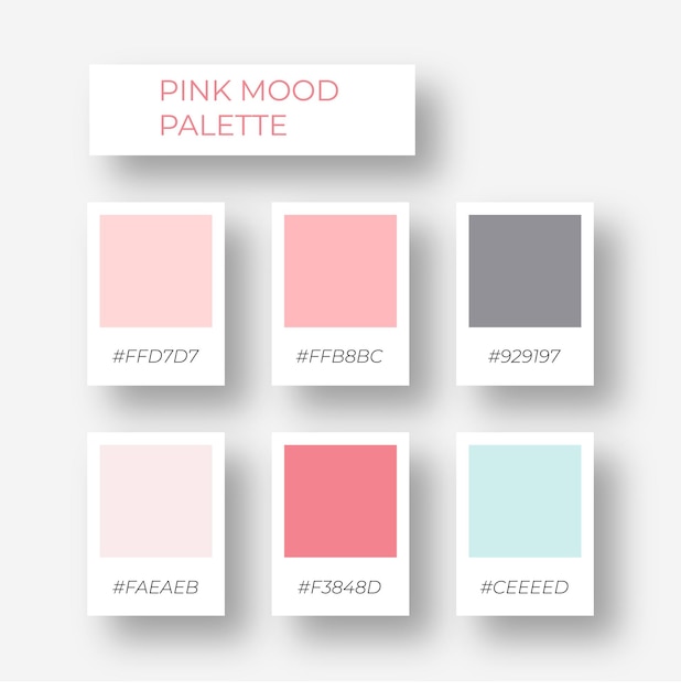 Vector pastel color tone collection pink strawberry love pastel palette template. modern trendy soft