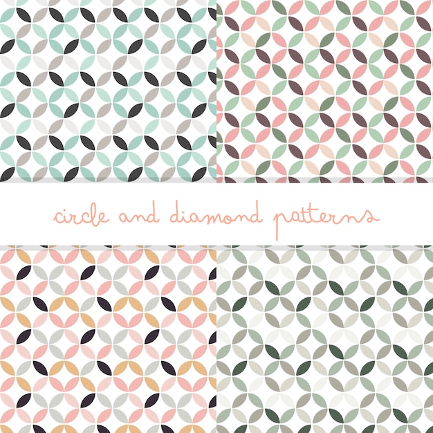 Pastel colors circle and diamond editable patterns