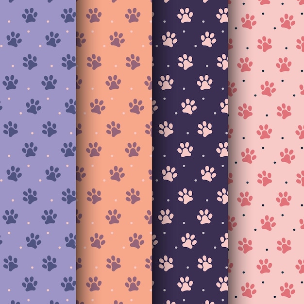 Vector pastel colors pattern with pet marks collection for package textile backdrop vector illustration