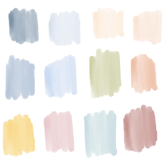 Pastel colors watercolor paint stains vector backgrounds set