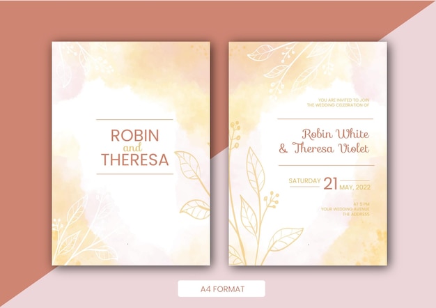 pastel floral watercolor wedding invitation