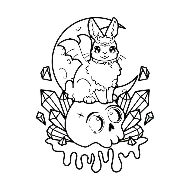 Pastel Goth Coloring Page Creepy Kawaii pages