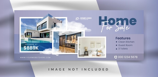 Pastel gradient color design real estate house facebook cover template