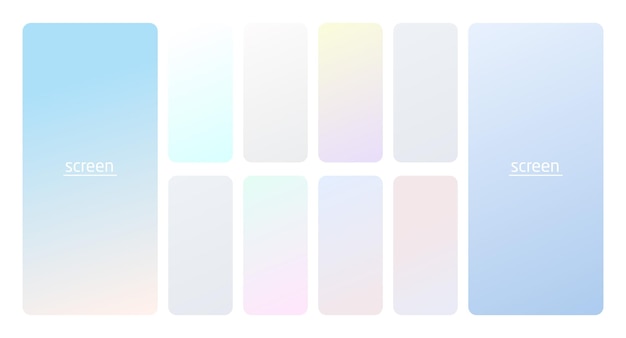 Vector pastel gradient smooth and soft vibrant color background set