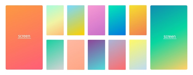 Pastel gradient smooth and vibrant soft color background set for devices