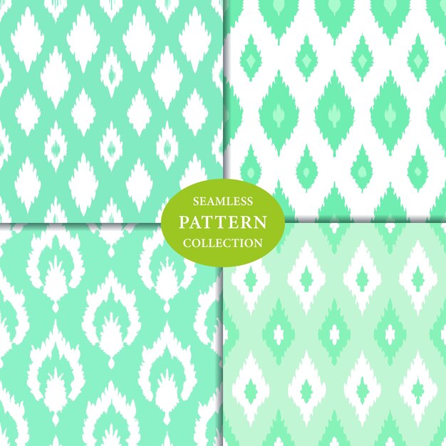 Vector pastel green fabric ikat seamless pattern background design